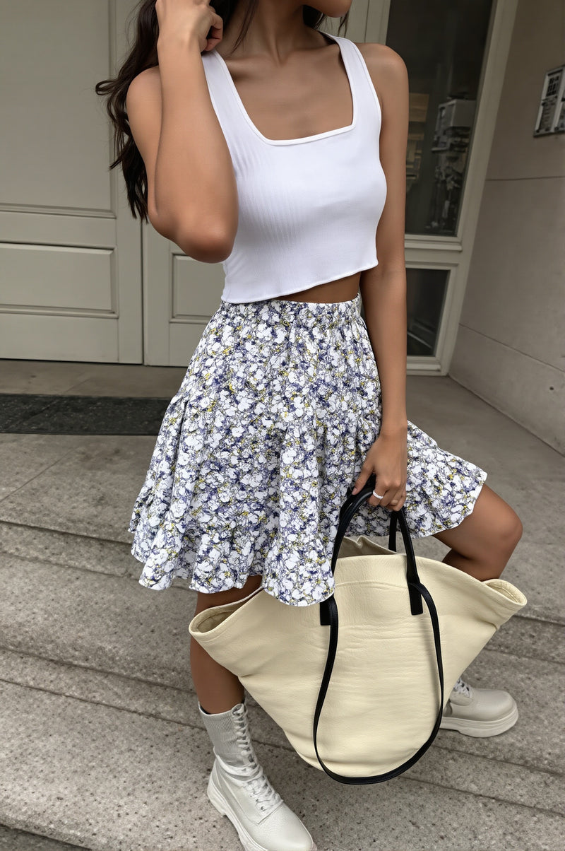Chic Boho Floral Patchwork High Waist Skirt