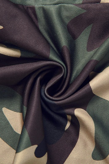 Chic Camouflage Print Low Rise Straight Pants