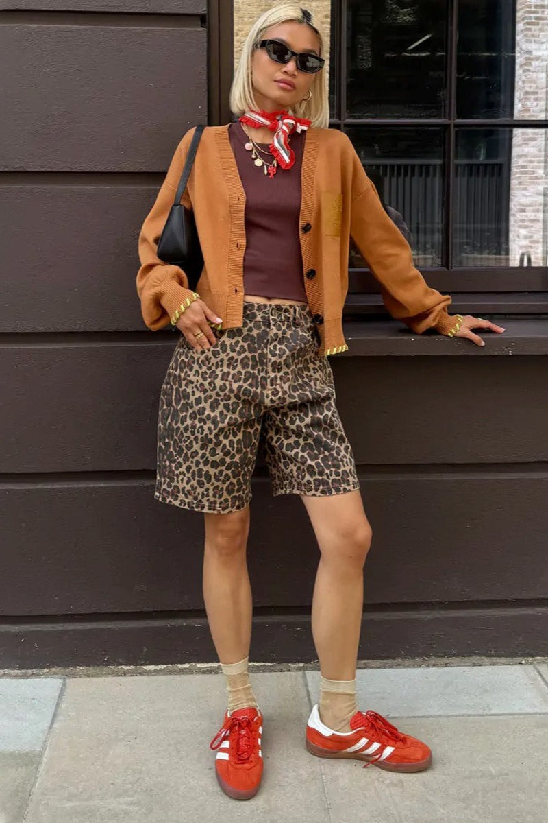 Chic Casual Cotton Leopard Print Shorts