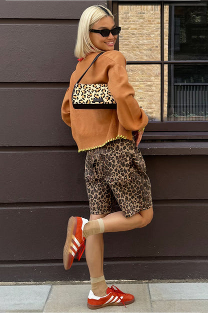 Chic Casual Cotton Leopard Print Shorts