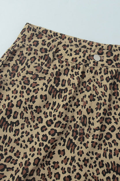 Chic Casual Cotton Leopard Print Shorts