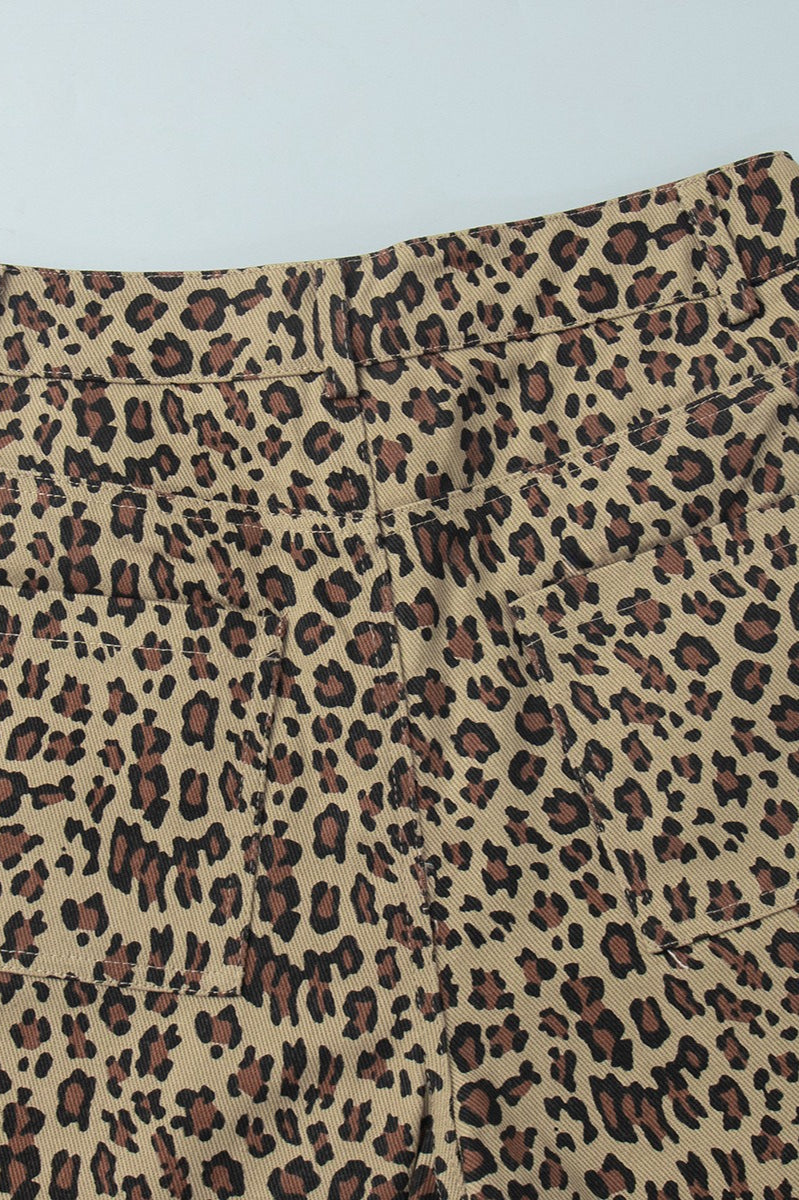 Chic Casual Cotton Leopard Print Shorts