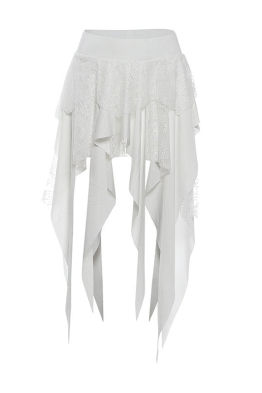 Chic Color Block Drape Tie Asymmetric Skirt