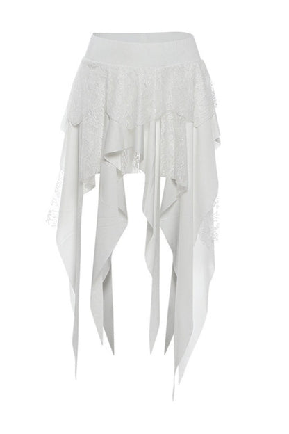 Chic Color Block Drape Tie Asymmetric Skirt