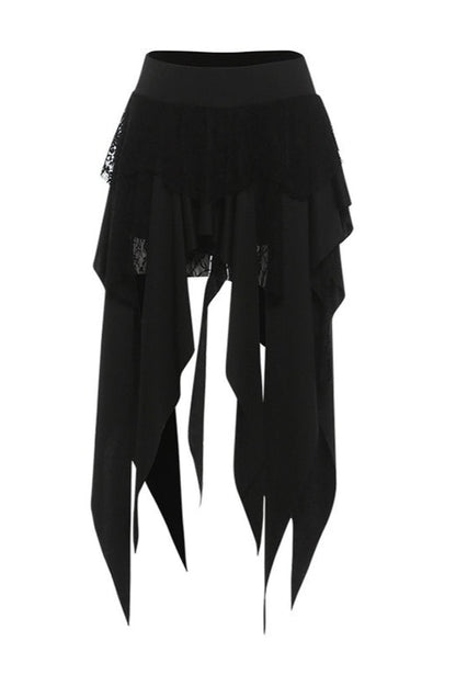 Chic Color Block Drape Tie Asymmetric Skirt