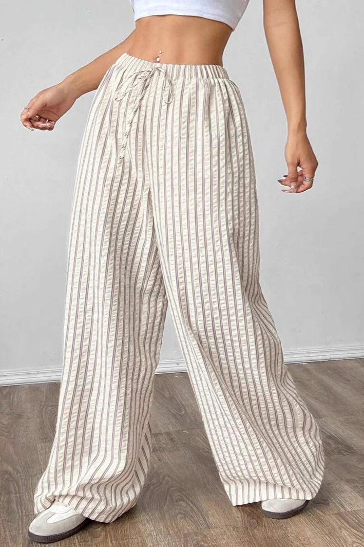 Chic Color Block Pleated Pants With Pockets
