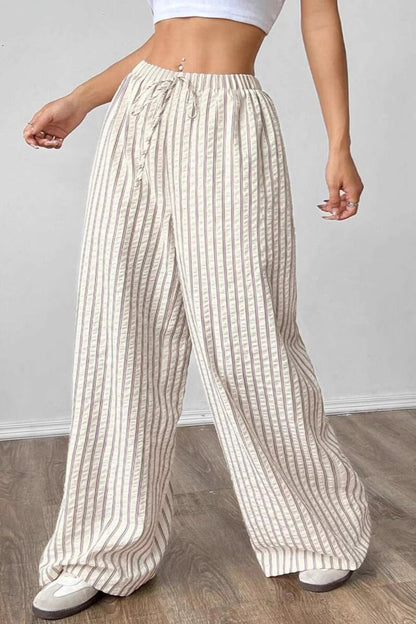 Chic Color Block Pleated Pants With Pockets
