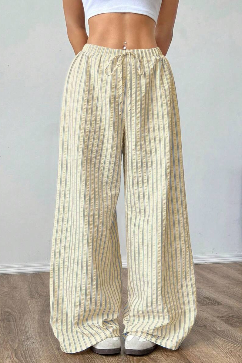 Chic Color Block Pleated Pants With Pockets