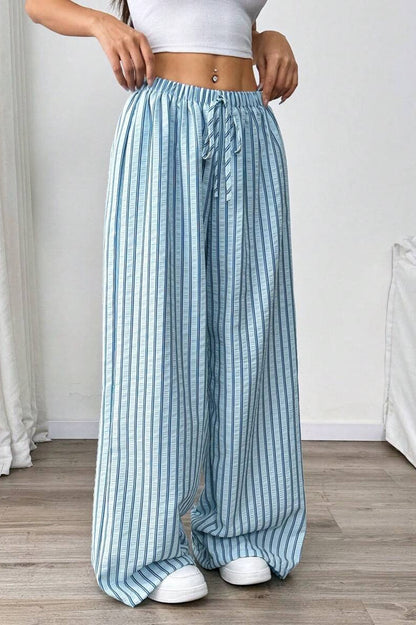 Chic Color Block Pleated Pants With Pockets