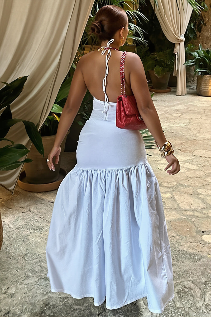 Chic Daily Back Sleeveless Bodysuit Split Skirt Two Piece Set