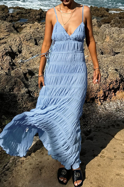 Chic Deep V Ribbed Knit Cami Elegant Maxi Dress