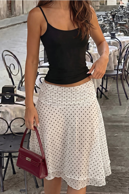 Chic Dot Print Asymmetric Mini Skirt