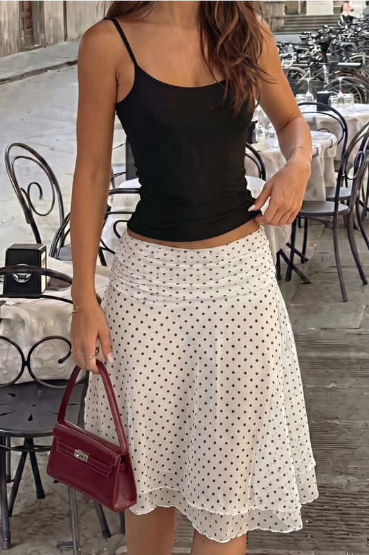 Chic Dot Print Asymmetric Mini Skirt