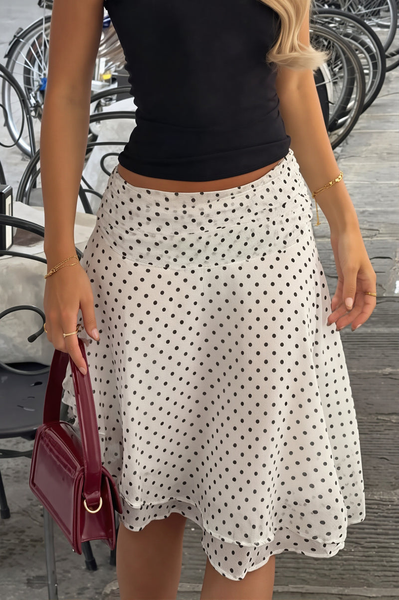 Chic Dot Print Asymmetric Mini Skirt