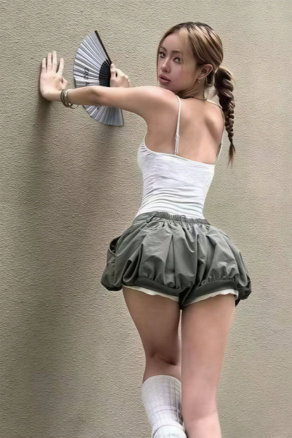 Chic Elegant Low Waist Tulip Hem Shorts