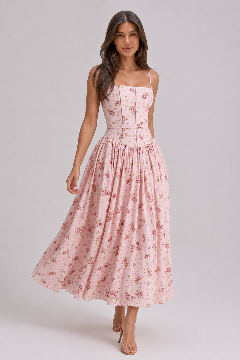 Chic Floral Print Cami Slip Maxi Dress