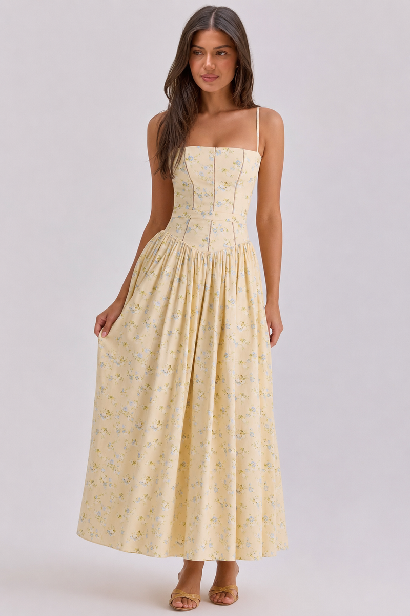 Chic Floral Print Cami Slip Maxi Dress