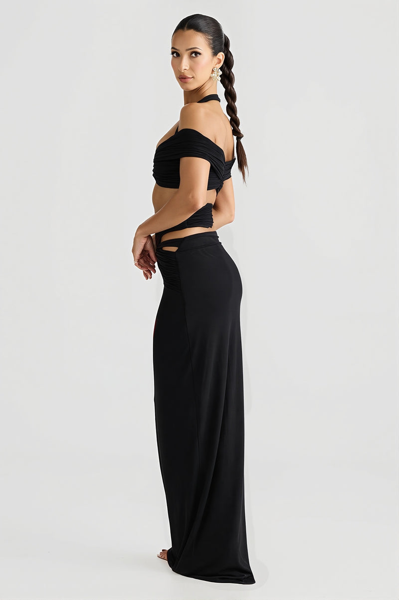 Chic Halter Neck Crop Top Pencil Skirt Sets