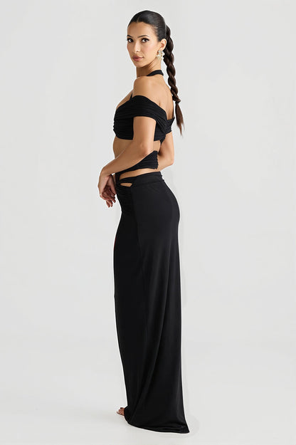 Chic Halter Neck Crop Top Pencil Skirt Sets