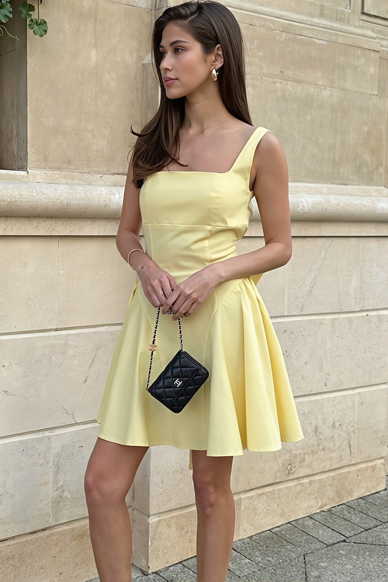 Chic Pleated Cami Open Back High Waist Mini Dress