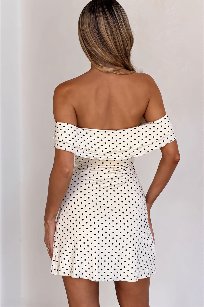 Chic Polka Dot Bandeau Slim Pencil Mini Dress