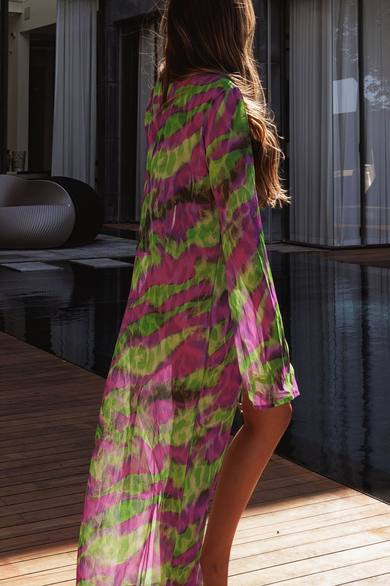 Chic Print Striped Halter Backless Bikini Three Piece Swim Sets