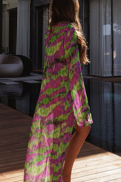 Chic Print Striped Halter Backless Bikini Three Piece Swim Sets