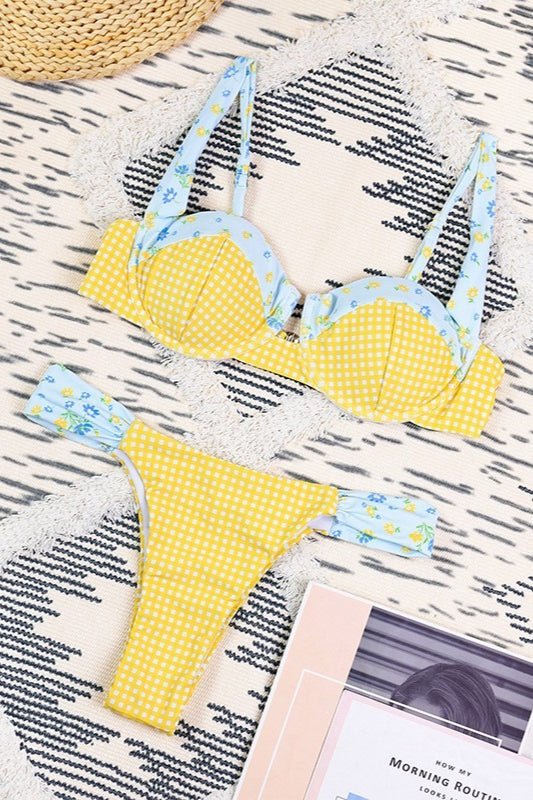 Chic Print Underwire Bikini Low Back Two Piece Bikini Sets