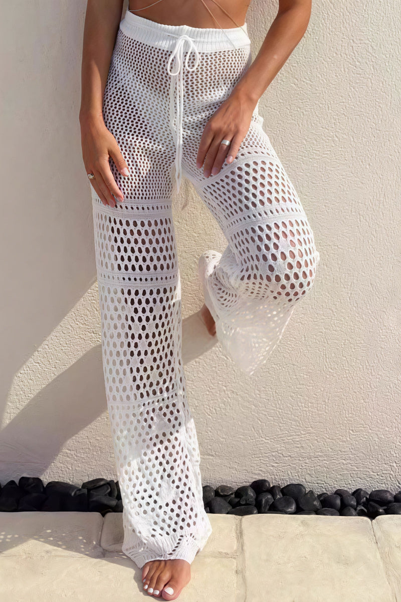 Chic Ribbed Knit Wrap Waist Pants