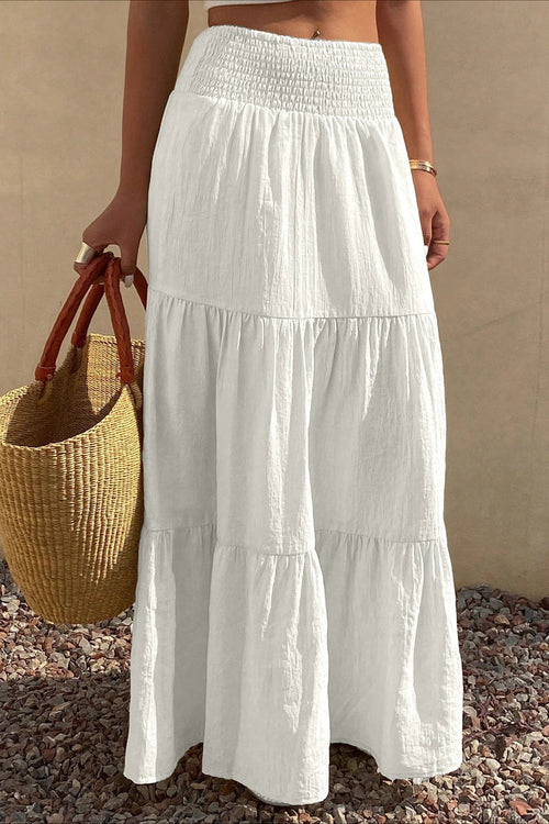 Chic Solid Asymmetric Drape Midi Skirt