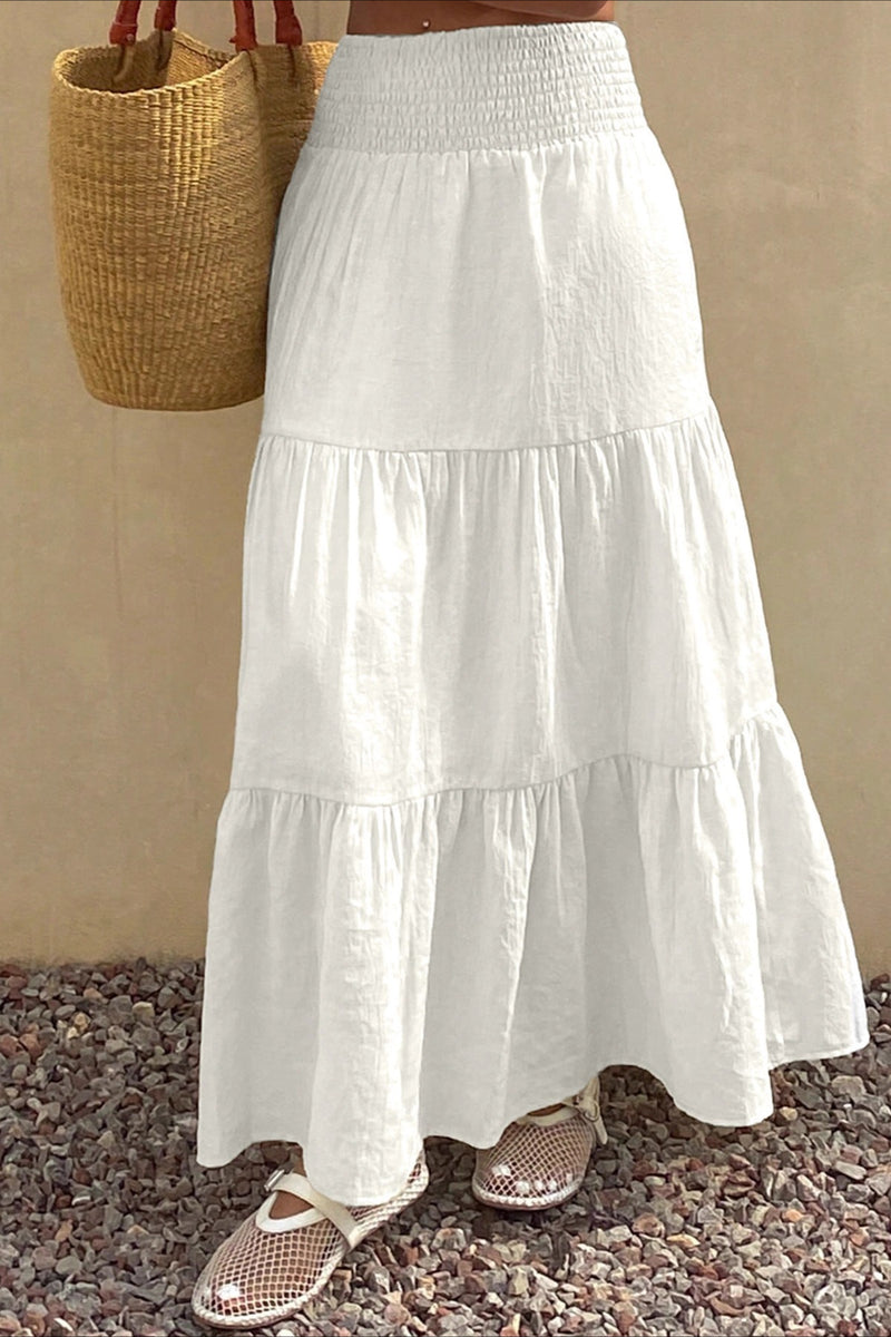 Chic Solid Asymmetric Drape Midi Skirt