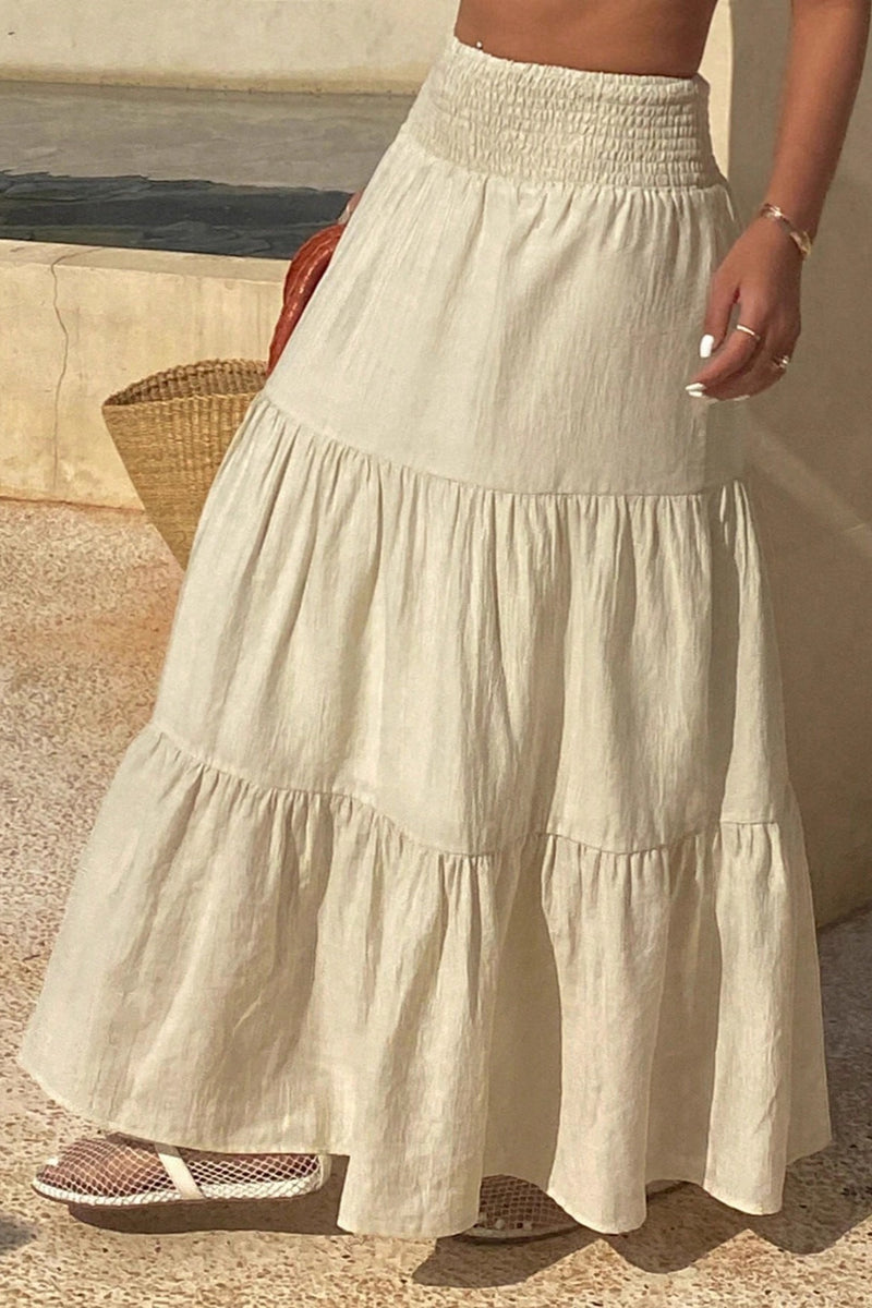Chic Solid Asymmetric Drape Midi Skirt