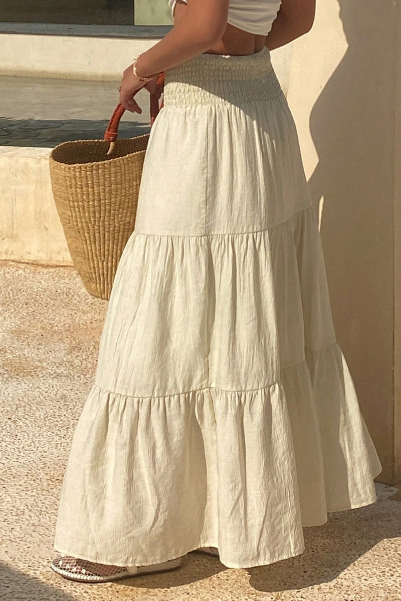 Chic Solid Asymmetric Drape Midi Skirt