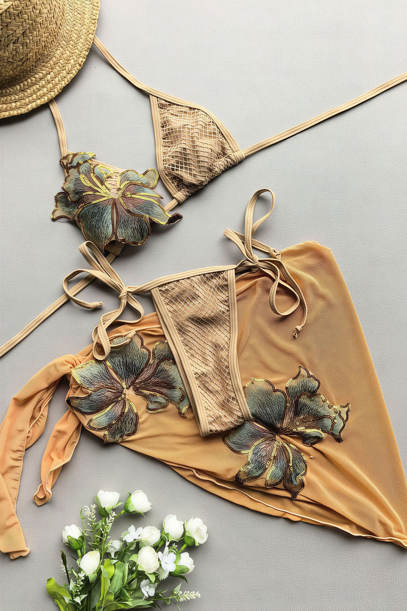Chic Solid Bikini And Skirt Sexy Three Piece Swim Sets
