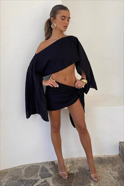 Chic Solid Lightweight Vacation Skirt Sets