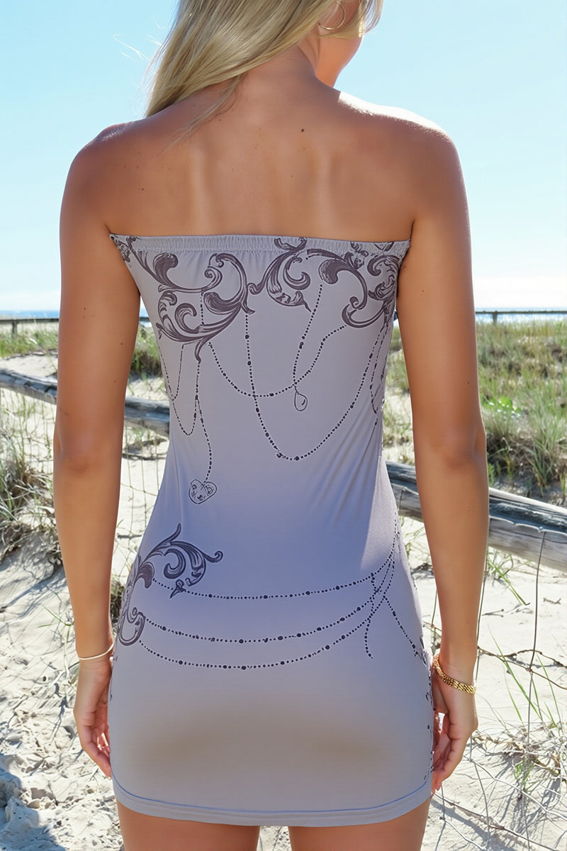 Chic Strapless Grommet Trim Sleeveless Pencil Mini Dress