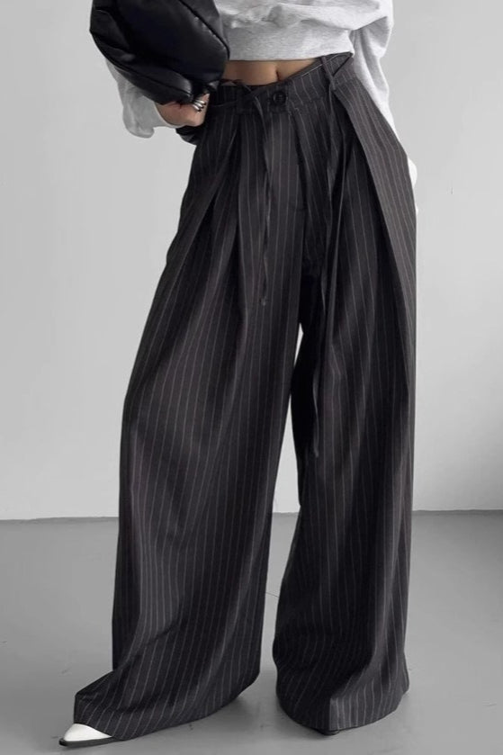 Chic Stripe High Waist Wide Leg Pants