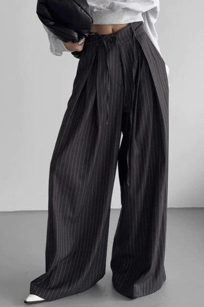 Chic Stripe High Waist Wide Leg Pants