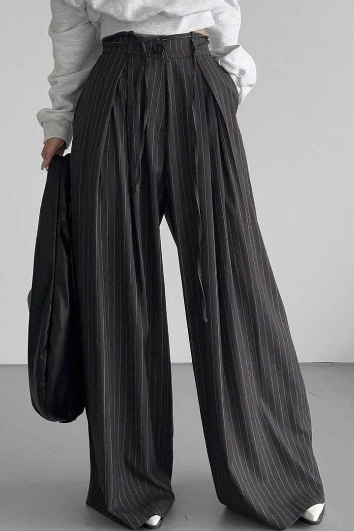 Chic Stripe High Waist Wide Leg Pants