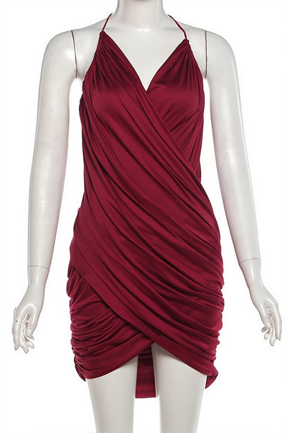 Chic V Neck Ribbed Cami Slim Mini Dress