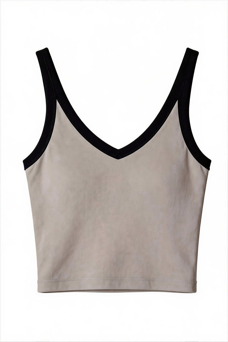 Chic V Neck Slim Ribbed Cami Top