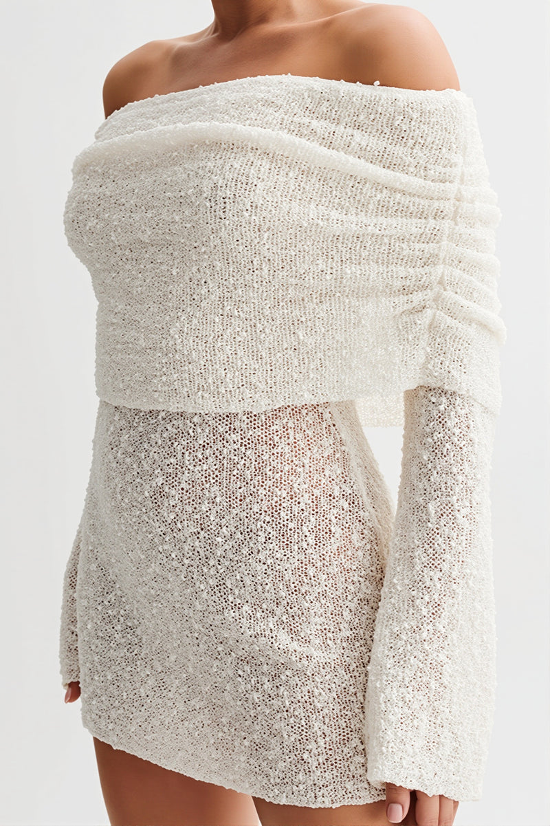 Chic White Bodycon Mini Dress With Tie Waist