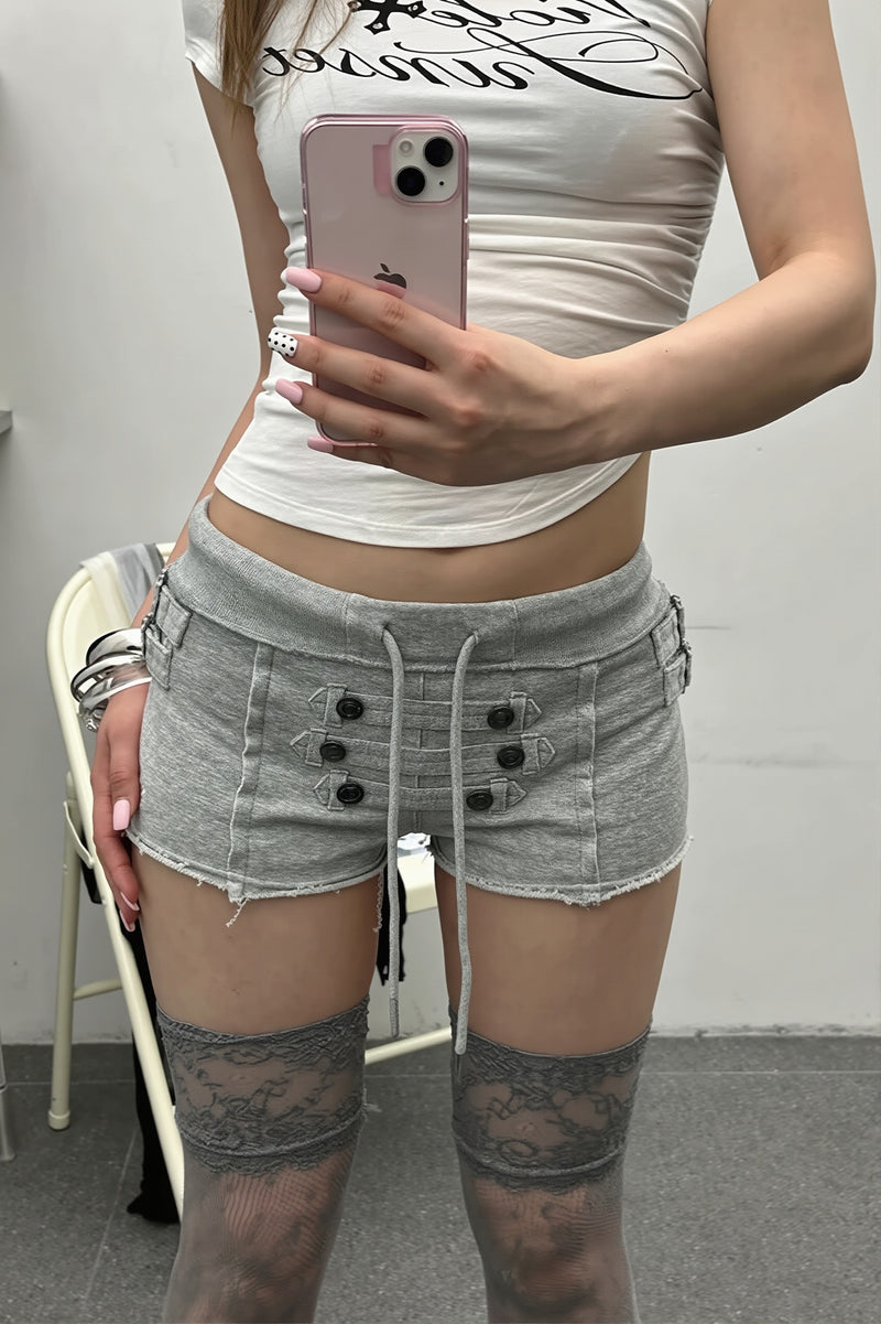 Chic Y2K Streetwear Distressed Denim Booty Shorts