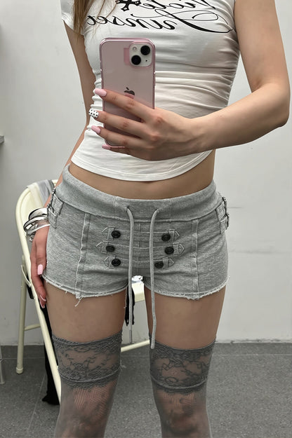 Chic Y2K Streetwear Distressed Denim Booty Shorts
