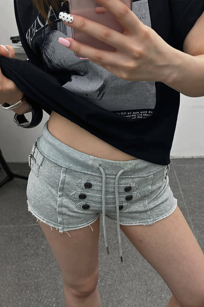 Chic Y2K Streetwear Distressed Denim Booty Shorts