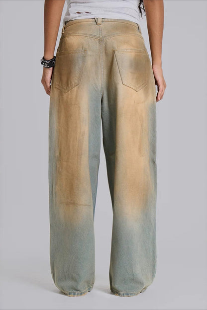 Chic Y2K Streetwear Washed Letter Print Jeans