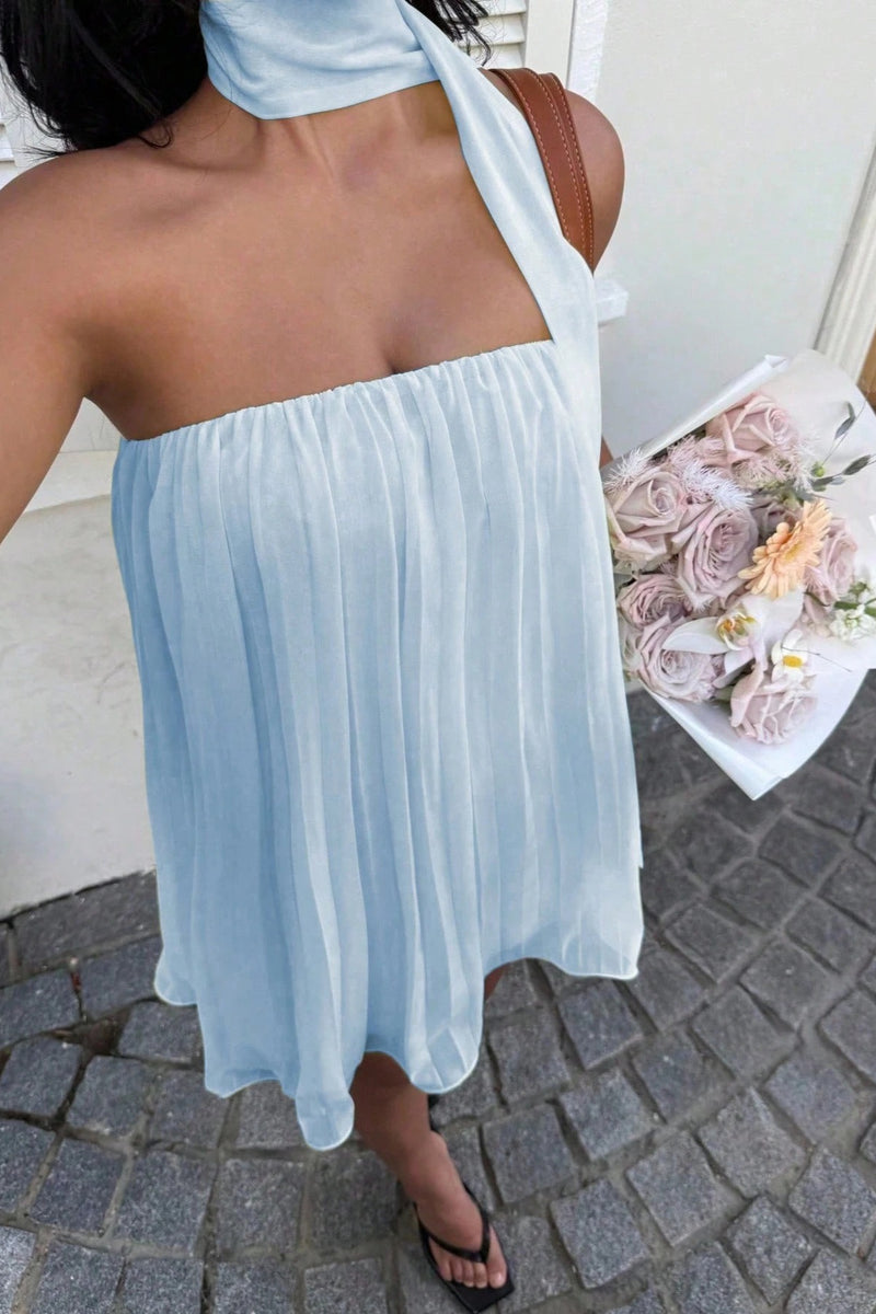 Chiffon Cutout Back Elegant Mini Dress