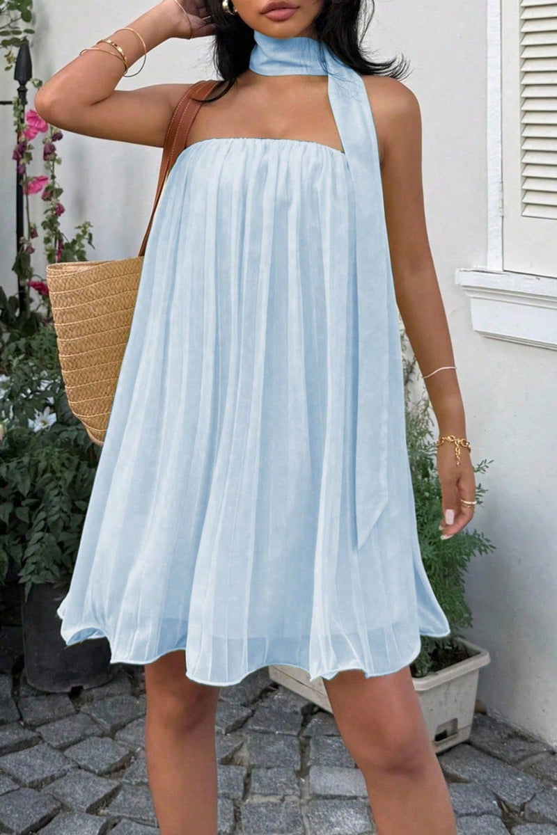 Chiffon Cutout Back Elegant Mini Dress