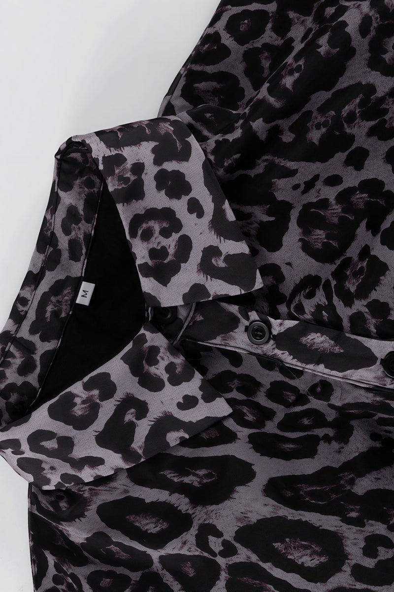 Chiffon Leopard Print Long Sleeve Mini Dress