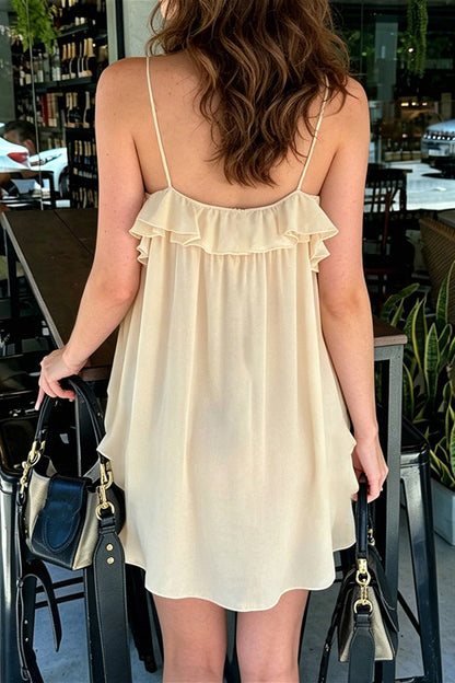 Chiffon Ruffle Irregular Slip Flowy Mini Dress